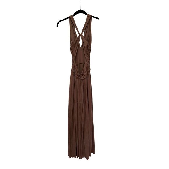 Rubber Ducky women’s S brown Grecian goddess maxi dress strappy back - Picture 3 of 5